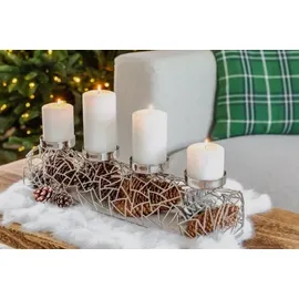 Edzard 4er-Set Dauerkerze Cornelius Pine (Höhe 6/8/10/12 cm, ø 6 cm, weiß,