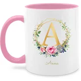 Tasse Tassen 325ml - Anfangsbuchstabe Name - Buchstabe I Namensgeschenk Namenstag Geschenke mit Namen - 325 ml - Rosa - buchstaben selbst bedrucken mug tasse+mit+namen selber gestalten haferl