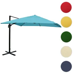 Gastronomie-Ampelschirm HWC-A96, 3,5x3,5m (Ø4,95m) Polyester/Alu 25kg ~ türkis ohne Ständer