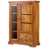 Massivmoebel24 Vitrine Akazie 110 x 45 x 155 cm Braun