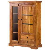 Massivmoebel24 Vitrine Akazie 110 x 45 x 155 cm Braun