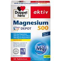 Doppelherz Magnesium 500 2-Phasen – Magnesium als Beitrag für die normale Muskelfunktion und den Energiestoffwechsel – 30 Tabletten