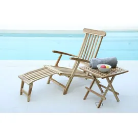 Möbilia Liegestuhl mit Fußstütze 4 Liegepositionen Teak natur | Natur