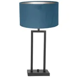 Steinhauer Nachttischleuchte Beistellleuchte Leselampe Textil Velour blau schwarz-matt E27