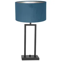 Steinhauer Nachttischleuchte Beistellleuchte Leselampe Textil Velour blau schwarz-matt E27