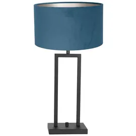 Steinhauer Nachttischleuchte Beistellleuchte Leselampe Textil Velour blau schwarz-matt E27