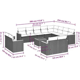 vidaXL Gartensofa-Set 13-tlg. grau
