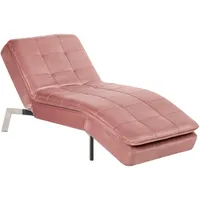 Beliani Chaiselongue Samtstoff Rosa verstellbar Loiret