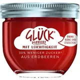 Glück Fruchtaufstrich mit Leichtigkeit Erdbeere, weniger Zucker, 70% Frucht, 230g