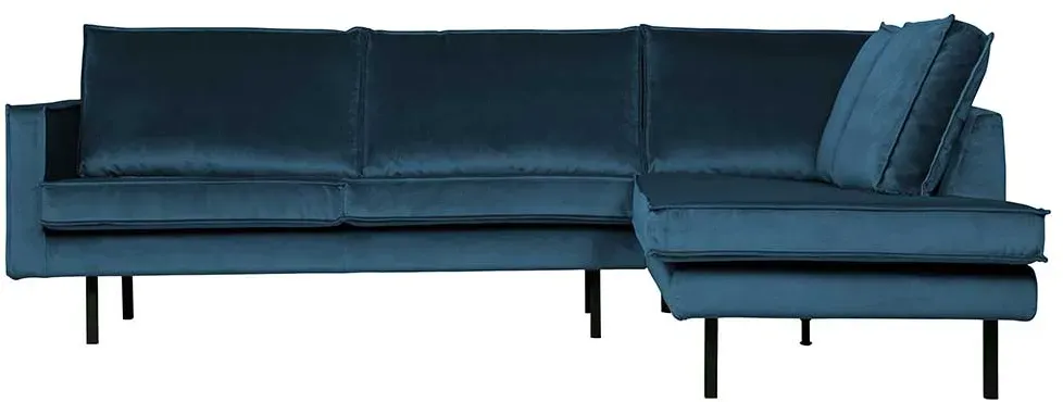 Ecksofa in Blau Samt Retrostil