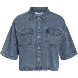 Noisy May Jeansbluse NMENZA S/S REG CROP SHIRT Blau L