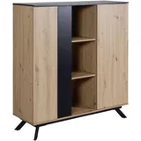 P & B Highboard, Braun, Holzwerkstoff, 4 Fächer, 110x125x40 cm, stehend, Wohnzimmer, Kommoden & Sideboards, Highboards