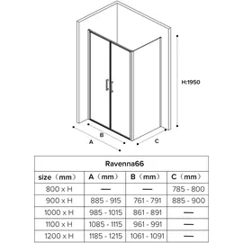 doporro Eck-duschkabine Ravenna66 90x120x195cm Schwarz Eckdusche mit Duschtasse Esg-sicherheitsglas Klarglas inkl. beidseitiger Easy-clean-beschichtung