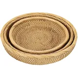 Sumnacon Set mit 3 runden Rattan-Tabletts, gewebt, dekorativ, für Obst, Brot, Servierkörbe, Aufbewahrungskörbe, Schüsseln, Tisch, Schreibtisch, Arbeitsplatte (25 + 23 + 20 cm)