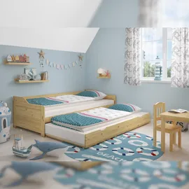 Erst-Holz Kinderbett Modell 34 90 x 200 cm Kiefer massiv braun