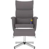 vidaXL Massagesessel Kunstleder 79 x 105,5 x 79 cm Grau mit Fußhocker, verstellbare Rückenlehne, drehbar