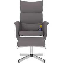 vidaXL Massagesessel Kunstleder 79 x 105,5 x 79 cm Grau mit Fußhocker, verstellbare Rückenlehne, drehbar