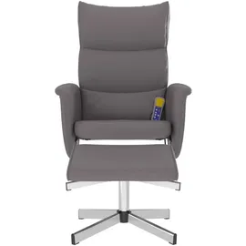 vidaXL Massagesessel Kunstleder 79 x 105,5 x 79 cm Grau mit Fußhocker, verstellbare Rückenlehne, drehbar