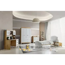 JV Möbel Design Mädchen Jugendzimmer Set Bett Nachttisch Kleiderschrank, 5tlg