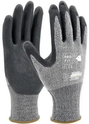 HIT Nitrilschaum Feinstrickhandschuh,grau / schwarz, Größe 9, 12 Paar - grau