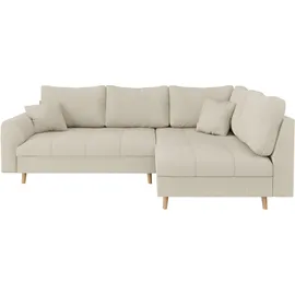 Home Affaire Ecksofa HOME AFFAIRE "CHARRE L-Form mit Ottomane, Maße B/T/H: 231/161/81 cm", beige, B:231cm H:81cm T:161cm, 100% Polyester, Sofas, Ecksofa, feine Steppung, lose Rücken- und Zierkissen, auch in Cord und Bouclé