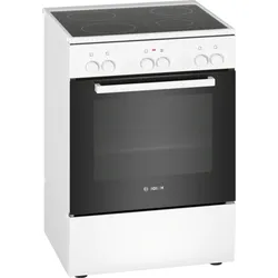 Bosch Serie | 2, freistehener Elektroherd, Weiß HKA090220, Elektro-Kochfeld aus Glaskeramik
