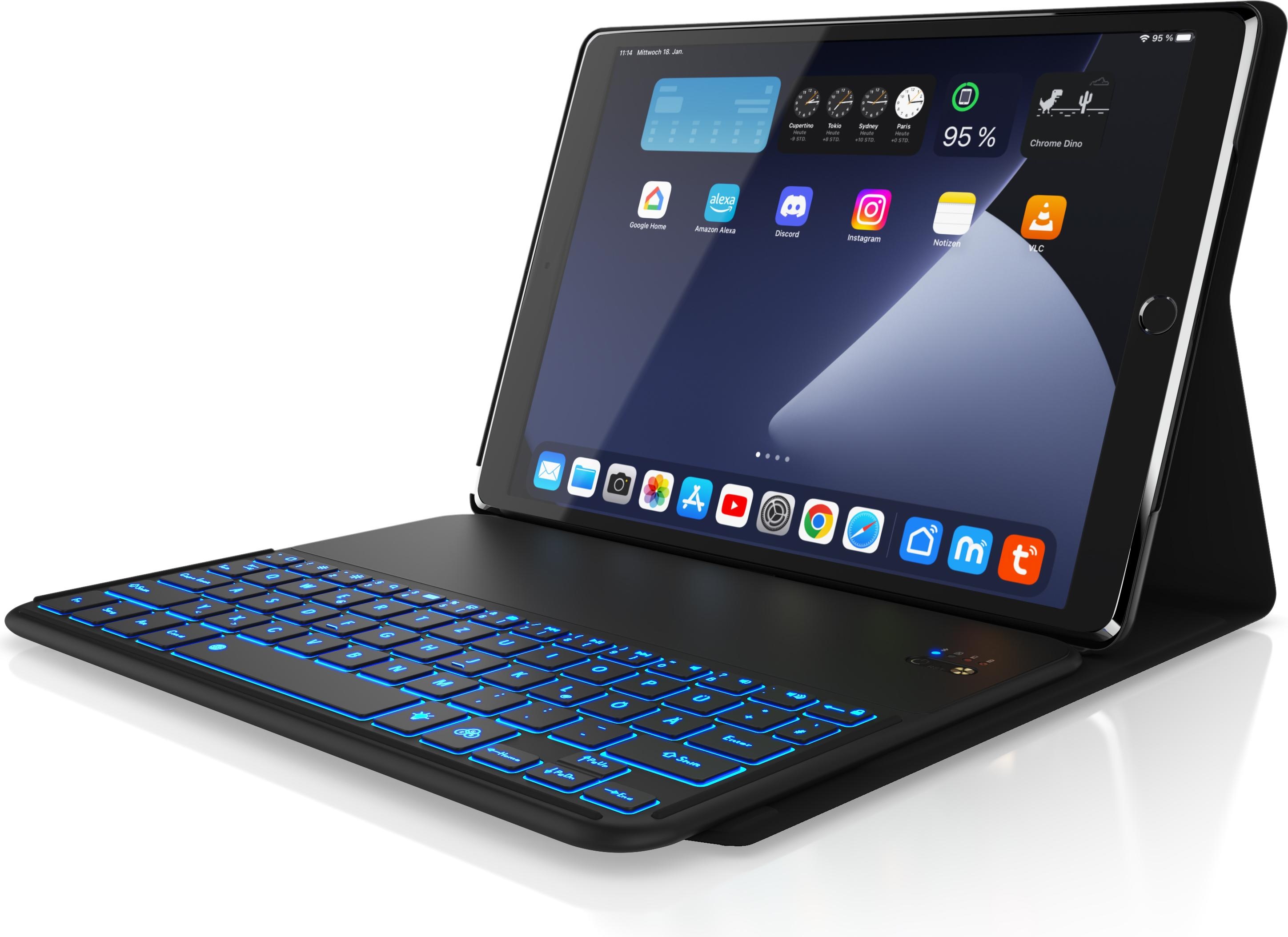 Aplic Tablet Tastatur, Kunstledercase für iPad Pro 10,5", Bluetooth Keyboard mit Apple Layout (DE, iPad Pro 10.5), Tablet Tastatur, Schwarz
