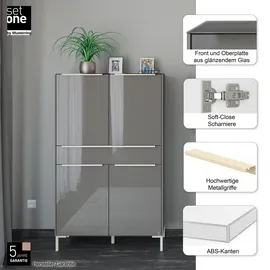 Set One by Musterring Highboard Reno 92 x 42 x 154 cm Grau