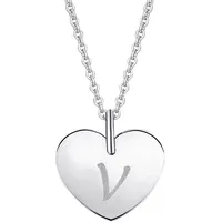 Kettenanhänger ONE ELEMENT "Herz Buchstaben Anhänger aus 333 Weißgold", silber, Schmuckanhänger, Damen, HerzmitGravurV, A, Gold Weißgold 333, Gold, Weißgold 333, Kettenanhänger, das perfekte Geburtstagsgeschenk für Frau und Mann