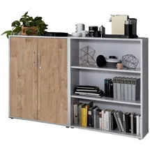 BMG Möbel Office Edition Aktenschrank 80 x 40 x 100 grau/gold