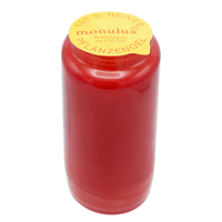 MONULUX-Glasöllicht, 100% reines Pflanzenöl, Rot, Brenndauer ca. 120 Stunden, 140/65 mm, Karton mit 20 Stück