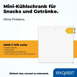 Exquisit Mini Kühlschrank KB05-V-151E weiss | Kompakt | Nutzinhalt: 41 L | Temperaturregelung