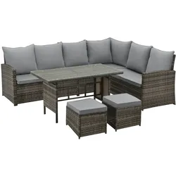 SVITA MONROE Garten-Lounge Set Polyrattan Lounge-Möbel Sitzgruppe Braun