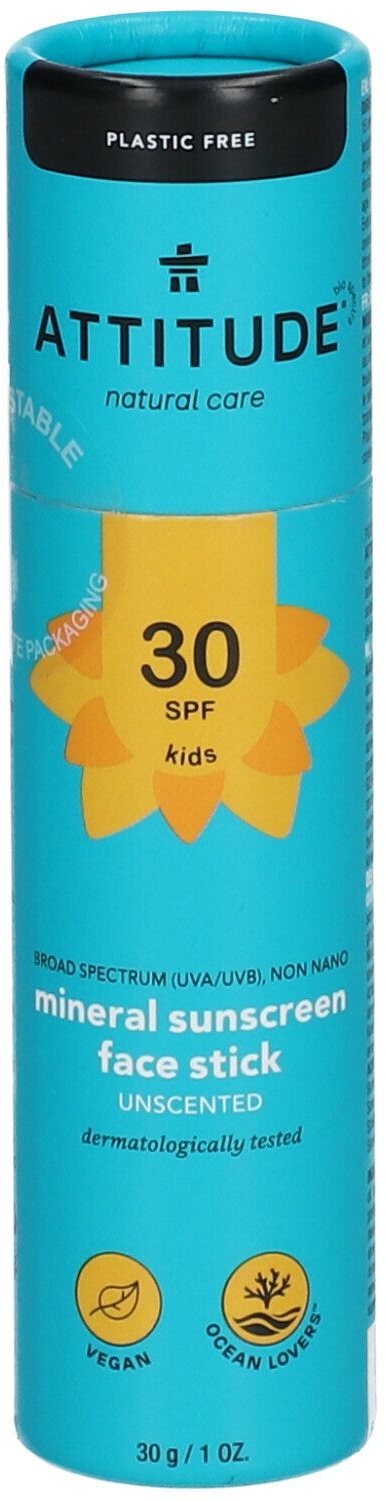 ATTITUDE Bâton solaire minéral visage pour enfants FPS 30 30 g crème protection solaire