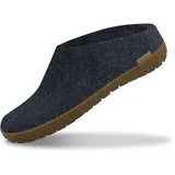 GLERUPS Slip On Hausschuhe Damen und Herren mit Gummisohle (Denim Blue) | Unisex Slipper aus Wolle Hausschuhe Frauen Männer - 48 EU