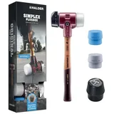 HALDER SIMPLEX Plusbox Starterkit Schonhammer Ø 60 mm Superplastik / TPE-mid / TPE-soft / Gummi mit Standfuß + Flaschenöffner