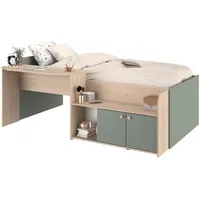 parisot möbel Hochbett Matre 90 x 200 cm Eiche grün beige