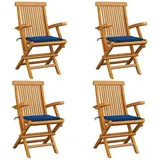 vidaXL Gartenstühle mit Königsblauen Kissen 60 x 60 x 89 cm blau 4 St.