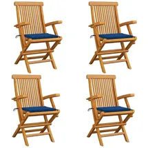 vidaXL Gartenstühle mit Königsblauen Kissen 60 x 60 x 89 cm blau 4 St.