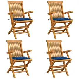 vidaXL Gartenstühle mit Königsblauen Kissen 60 x 60 x 89 cm blau 4 St.