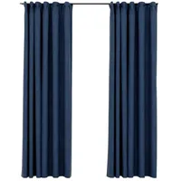 VidaXL Verdunkelungsvorhänge Haken Leinenoptik 2 Stk. Blau 140x225cm