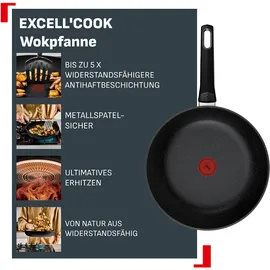 Tefal "Excell'Cook", schwarz, B:28,8cm H:10,3cm L:47,1cm Ø:28cm, Pfannen, Wok, leistungsstarke Antihaftbeschichtung, Induktion, metallspatelsicher