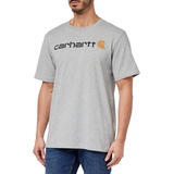 CARHARTT Herren, Lockeres, schweres, kurzärmliges T-Shirt mit Logo-Grafik, Grau meliert, XXL