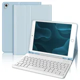 IVEOPPE Tastatur iPad 6. Generation - Tastatur Hülle für iPad 9.7, Magnetisch Abnehmbarer QWERTZ Bluetooth Tastatur für iPad 6. Gen 2018, iPad 5. Gen, iPad Pro 9.7, iPad Air 2 & 1, Babyblau