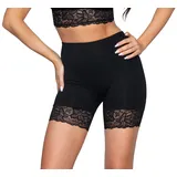 Alkato Damen Longpants mit Spitze Unterhose mit Bein Miederpants Rock Boxershorts, Farbe: schwarz, Größe: 3XL - 3XL