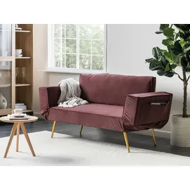 Beliani Schlafsofa 2-Sitzer SAARELA Samtstoff Rosa