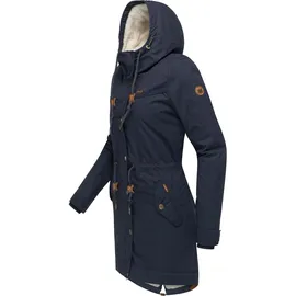 Ragwear Damen langer Mantel warme Winterjacke mit Kapuze YM-Canny Navy22 Gr. M - M