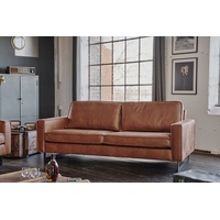 KAWOLA Sofa VILNIUS 2-Sitzer Kunstleder mit Lederanteil cognac