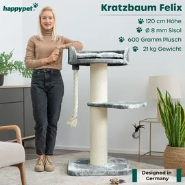 Happy Pet HAPPYPET Kratzbaum große Katzen 18 cm, Stämme Katzenbaum, 120 cm Grau