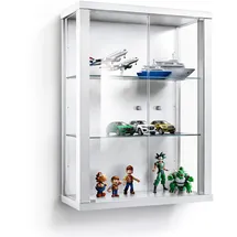 K-Möbel Hängevitrine, Weiß, Glas, 2 Fächer, Rechteckig, 60x80x25 cm, Wohnzimmer, Wohnwände, Vitrinenschränke